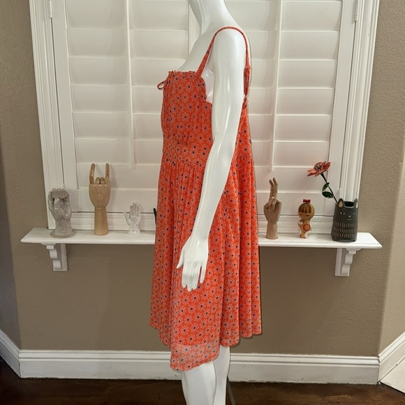 Torrid Mini Mesh Cami Shirred Bust Skater Dress Sunny Days Nasturtium - Picture 6 of 12
